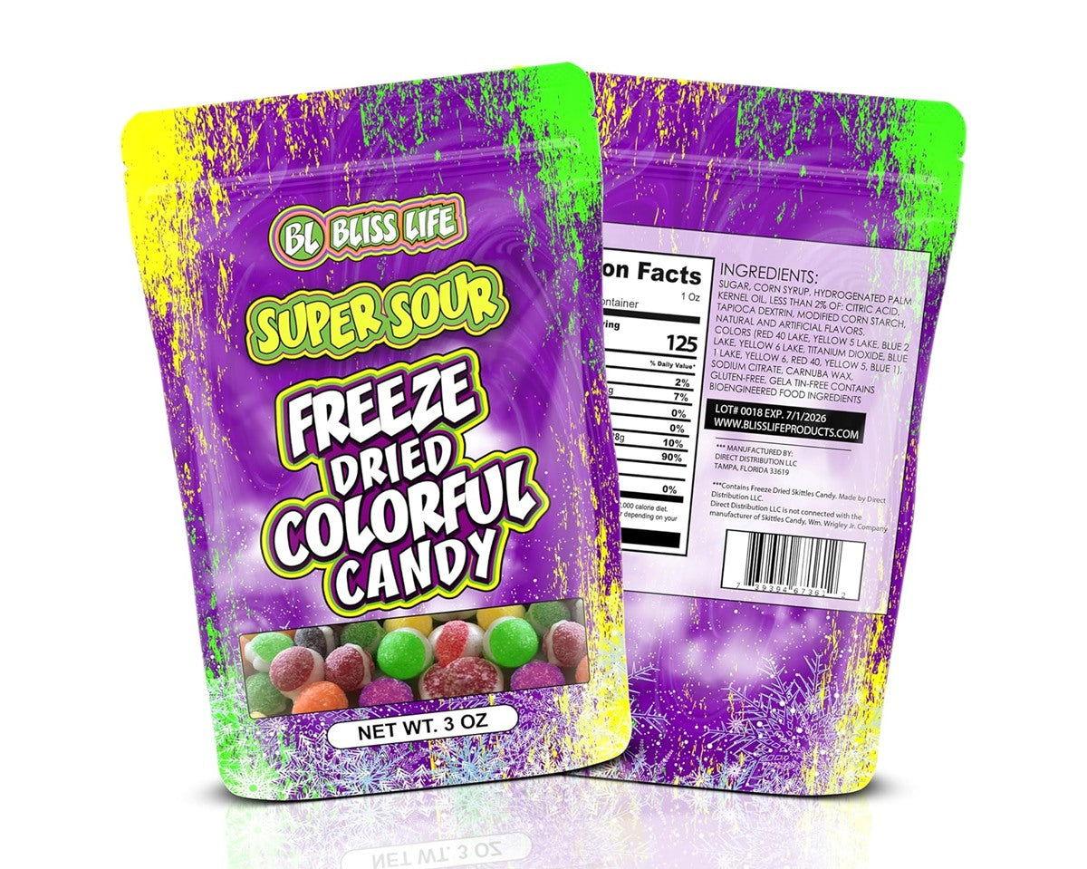 Bliss Life Super Sour Freeze-Dried Colorful Candy 3 oz. Bags - CandyFavorites