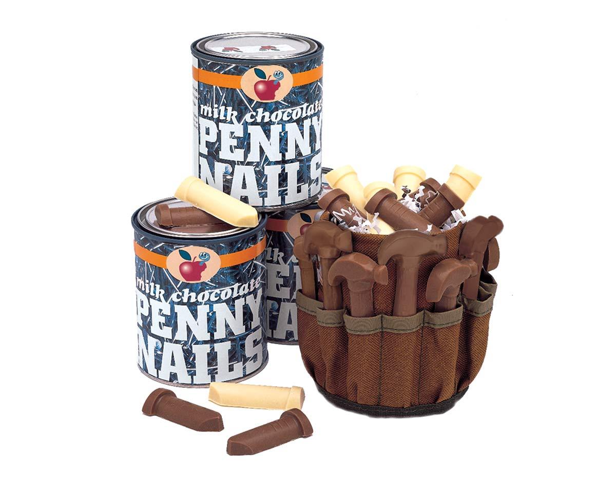 Chocolate Tool Belt and Penny Nail Combination - CandyFavorites