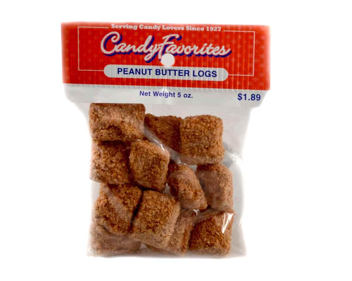 Coconut Crunch Peanut Butter Logs 5 Ounce Peg Bags - CandyFavorites