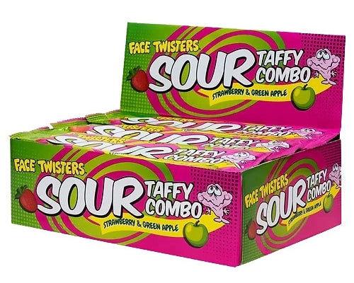 Face Twisters Strawberry and Green Apple Taffy Combo - CandyFavorites