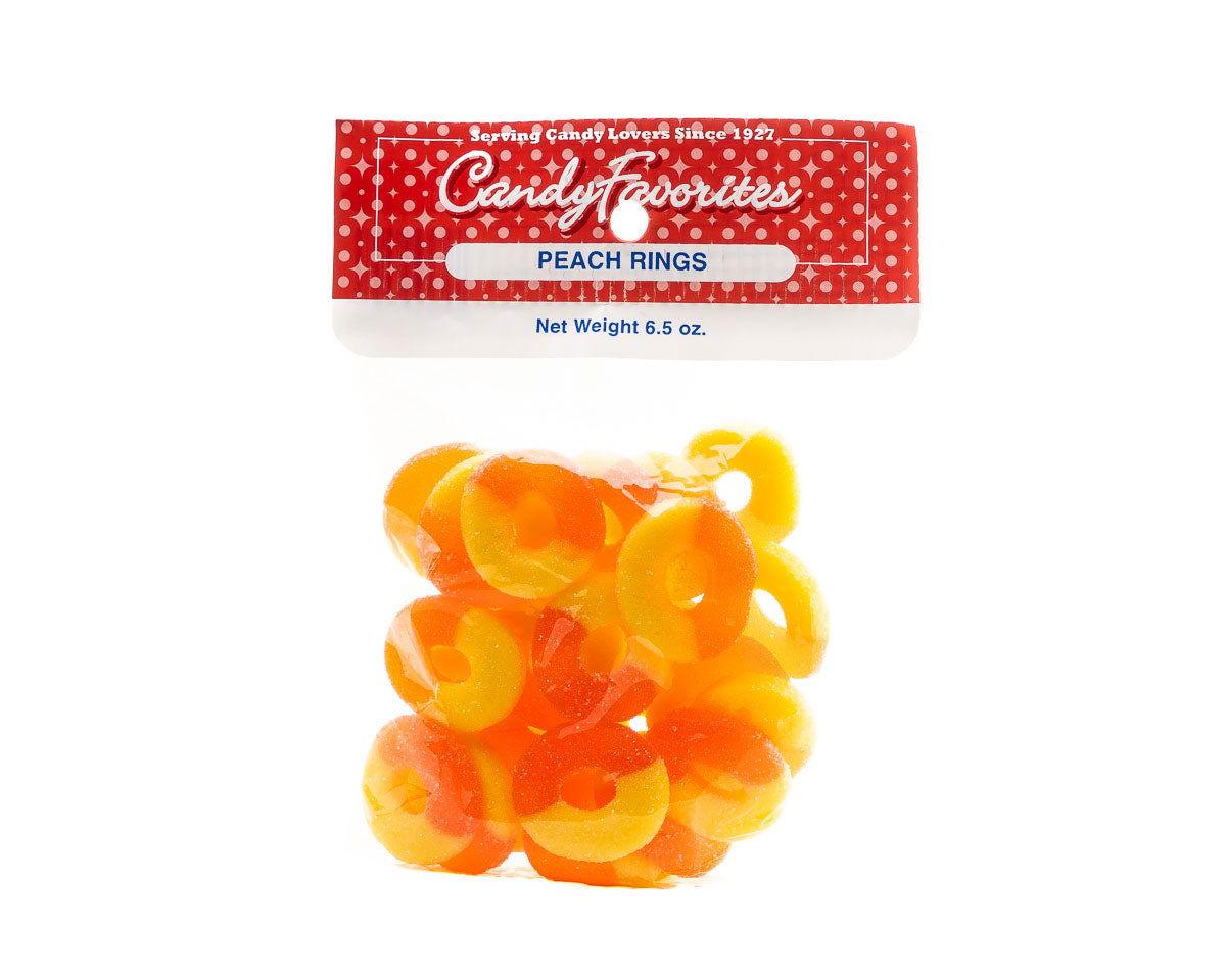Gummi Peach Rings 6.5 Ounce Peg Bags - CandyFavorites