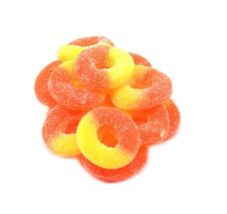 Gummi Peach Rings 6.5 Ounce Peg Bags - CandyFavorites
