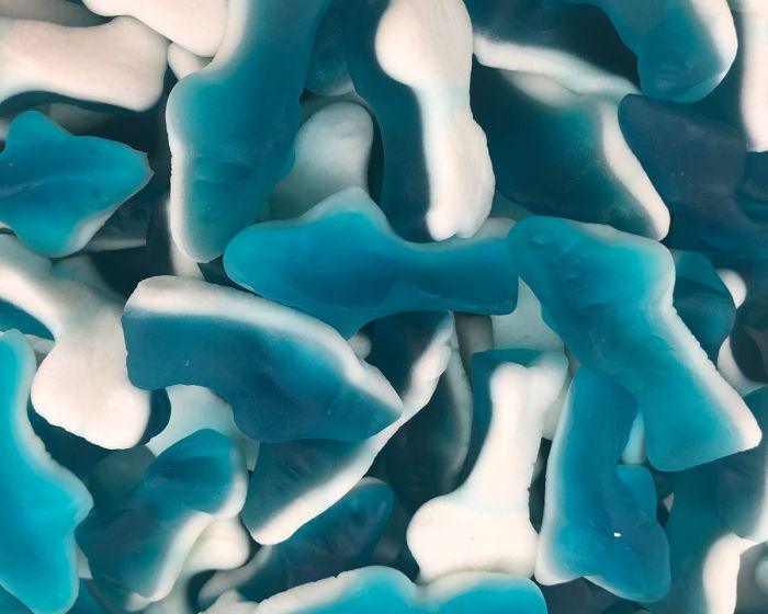 Hand Packed Gummi Blue Sharks Bags - 6 / Box - CandyFavorites