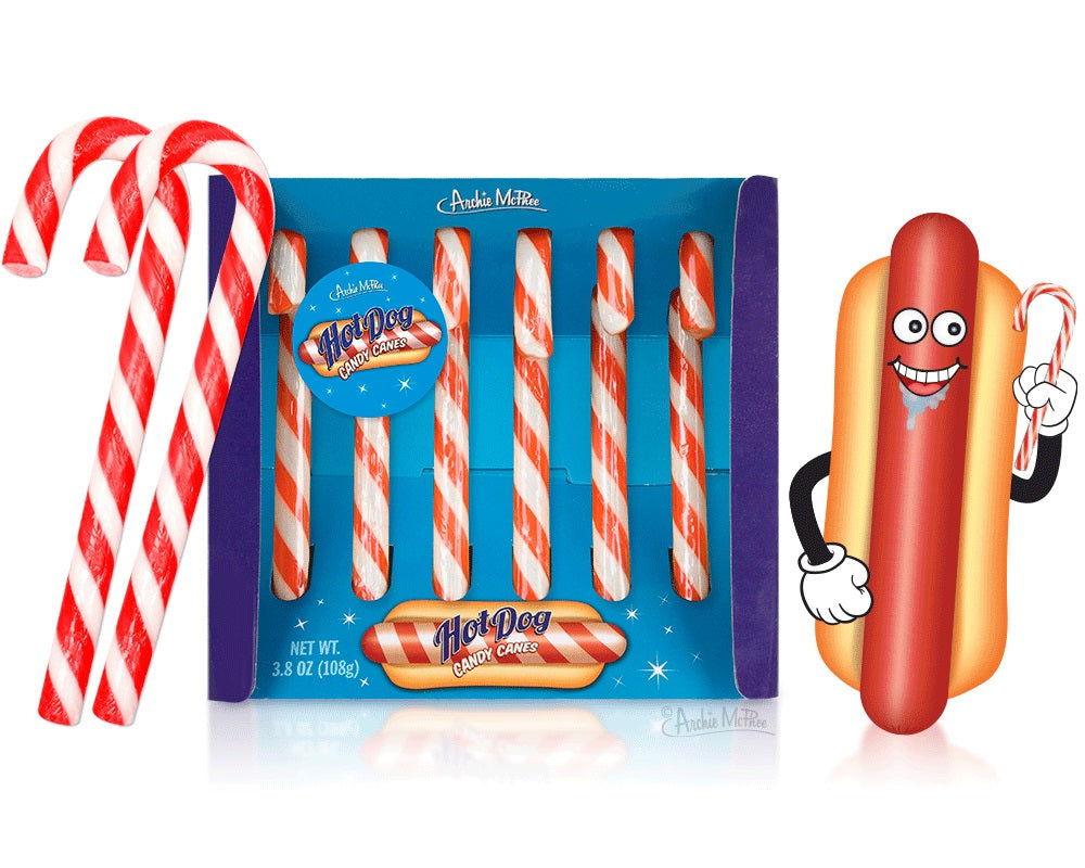 Hot Dog Candy Canes 6 Count Tray - CandyFavorites