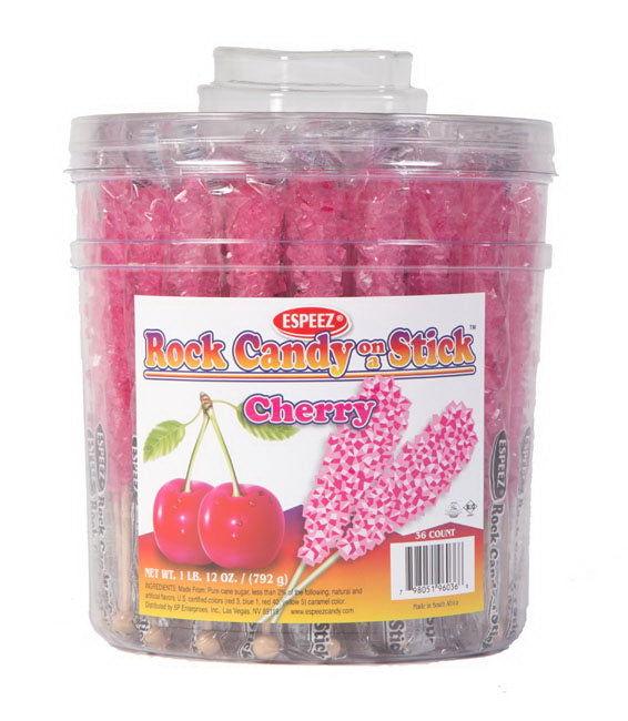 Light Pink Cherry Rock Candy on a Stick Jar - CandyFavorites