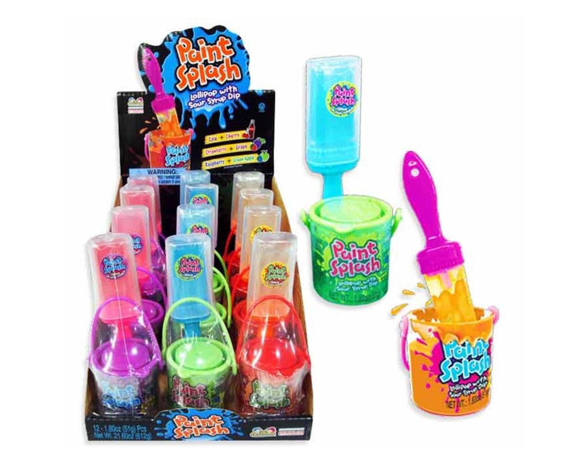 Paint Splash Lollipop with Sour Syrup Dip - CandyFavorites