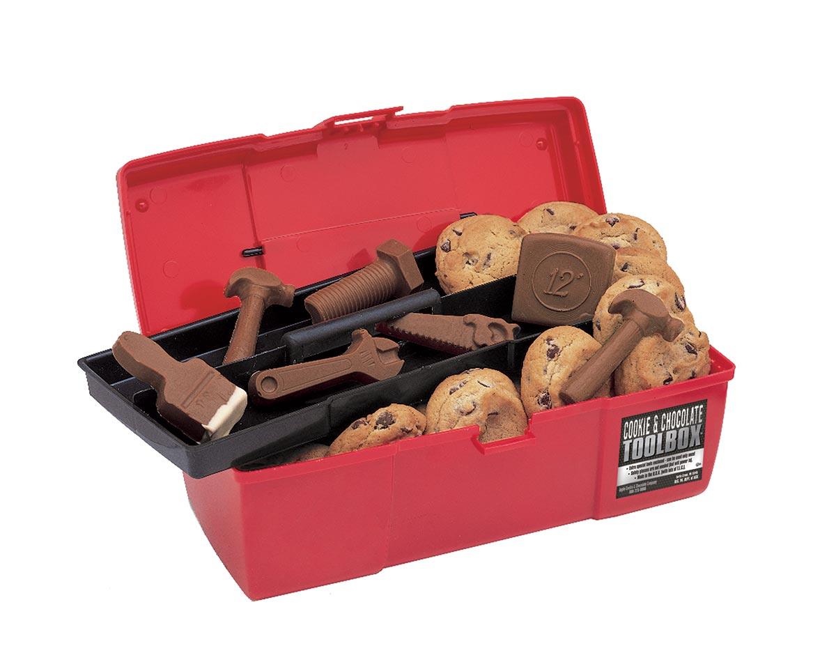 Red Chocolate and Cookie Filled Toolbox - CandyFavorites