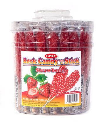 Strawberry Red Rock Candy on a Stick Jar - CandyFavorites