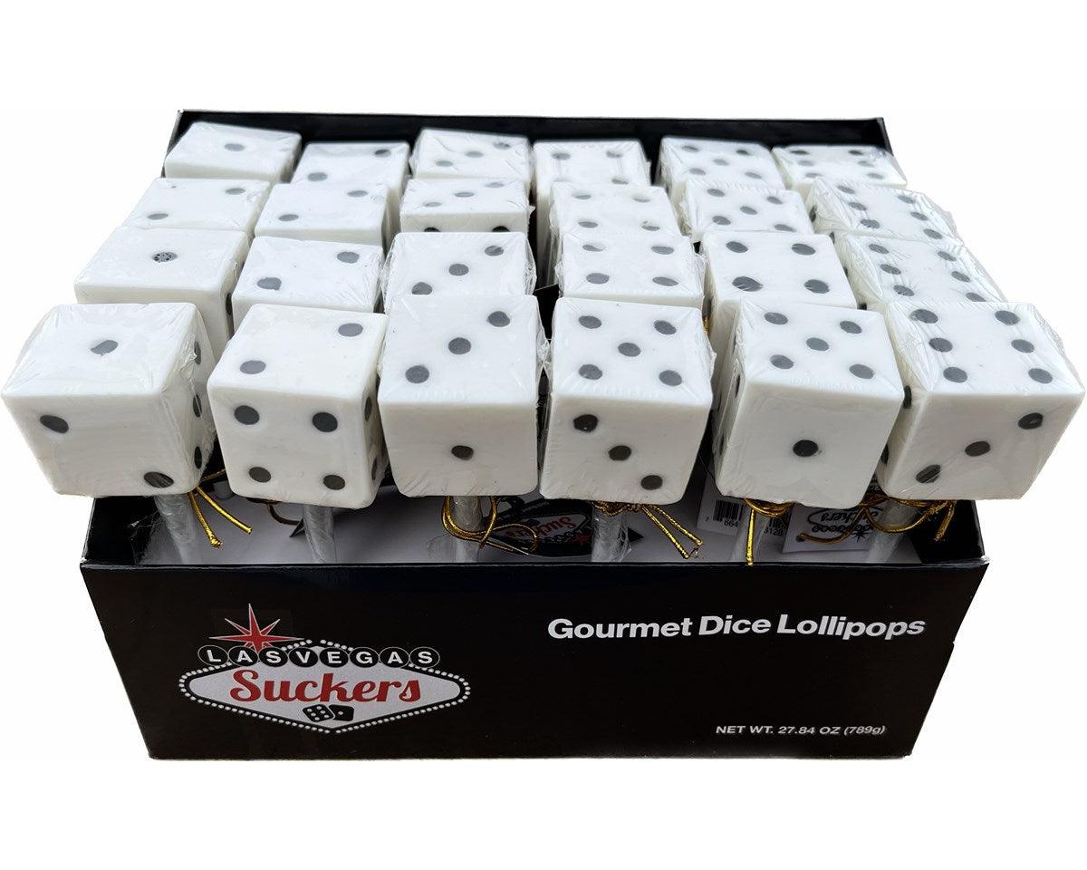 White Tutti Fruitti Gourmet Dice Lollipops - CandyFavorites