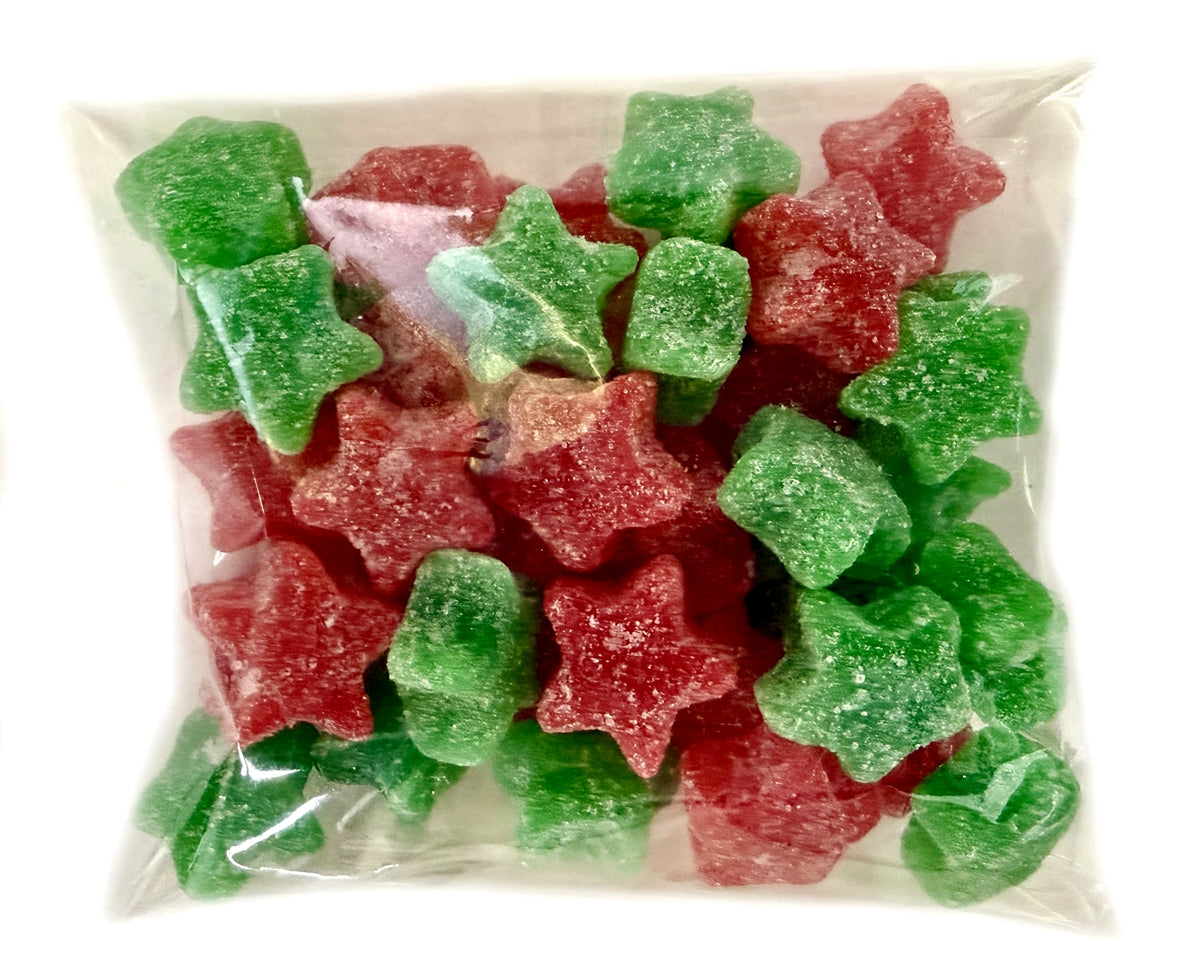 Red and Green Sour Jelly Stars Flat Bags