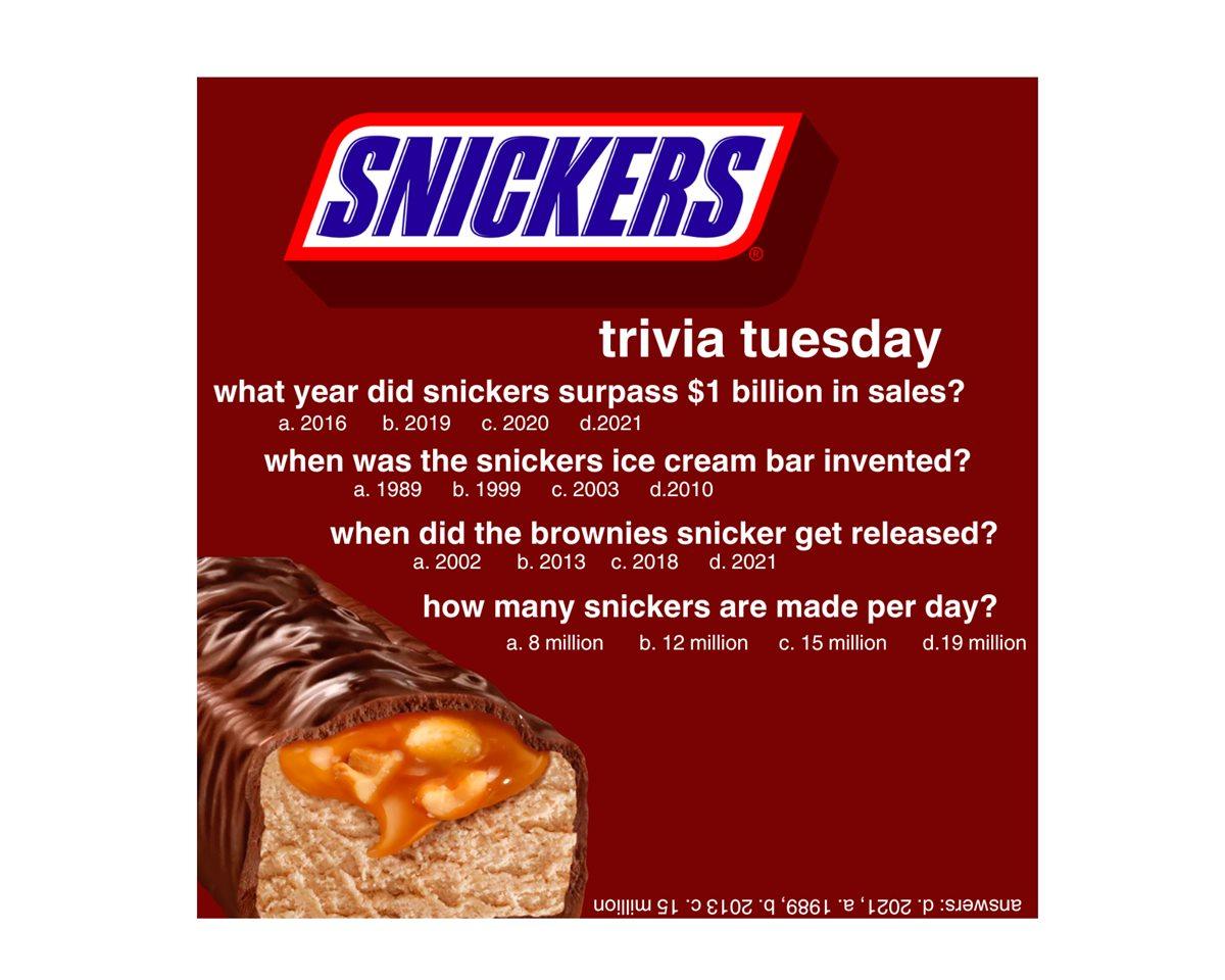 Snickers Satisfies on Trivia Tuesday!
