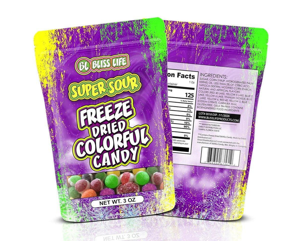 Bliss Life Super Sour Freeze-Dried Colorful Candy 3 oz. Bags - CandyFavorites