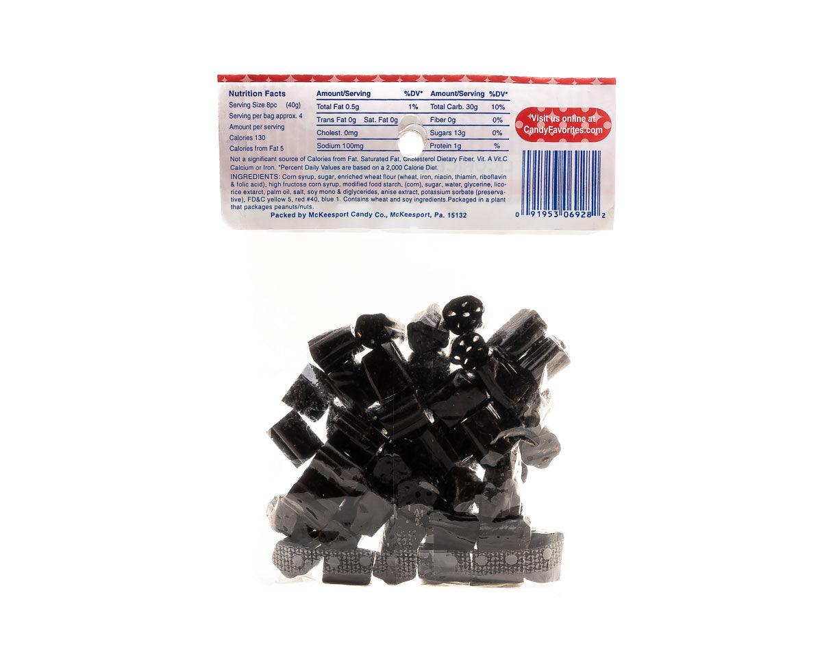 Licorice Bites Black 6 Ounce Peg Bags - CandyFavorites