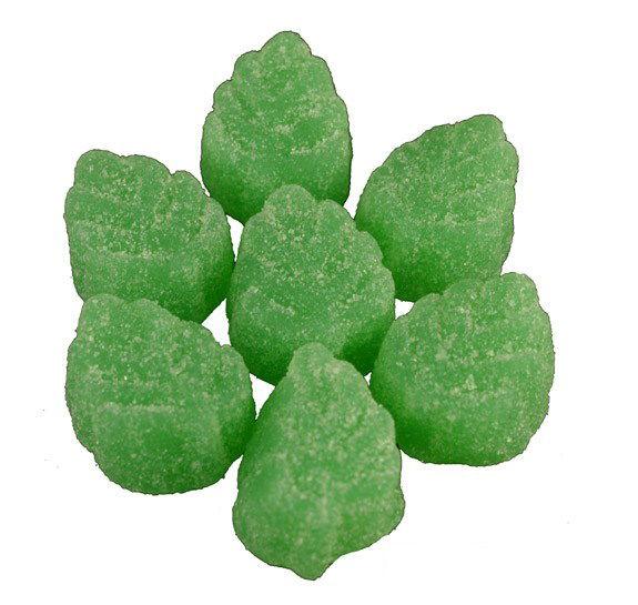 Spearmint Jelly Leaves 7 Ounce Peg Bags - CandyFavorites